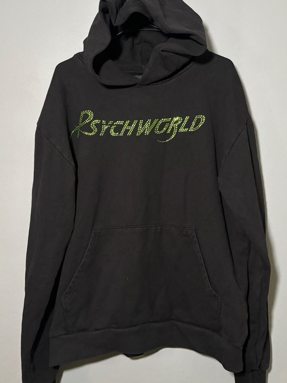 Black Hoodie with Lime Green Script Logo